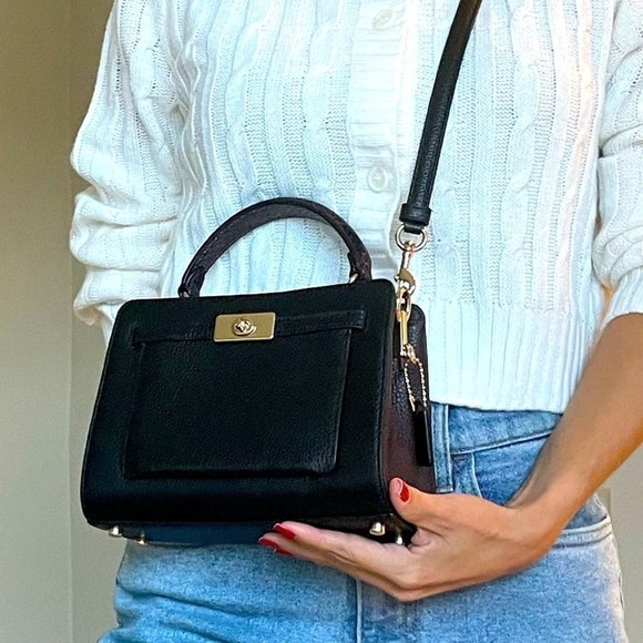 NEW Coach crossbody bag 2 straps black leather gold-tone hardware ln NWT - Picture 5 of 10